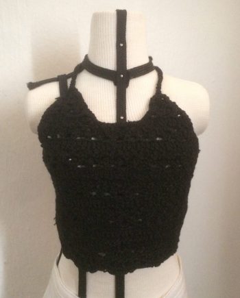 SD13 - Crochet Top Black (Button Back)